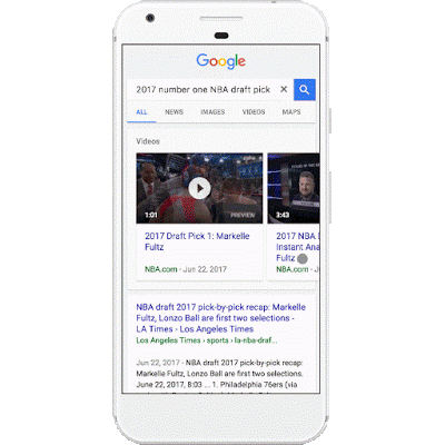 Google запустил автопроигрывание видео в результатах поиска